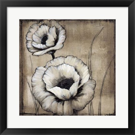 Framed Neutral Poppies II Print