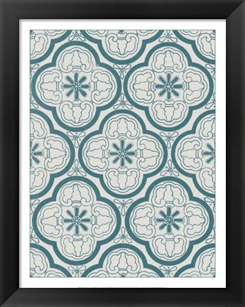 Framed Ornamental Pattern in Teal I Print