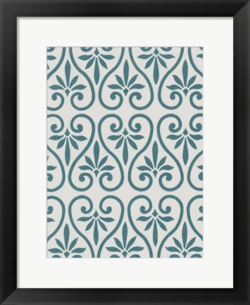 Framed Ornamental Pattern in Teal IX Print