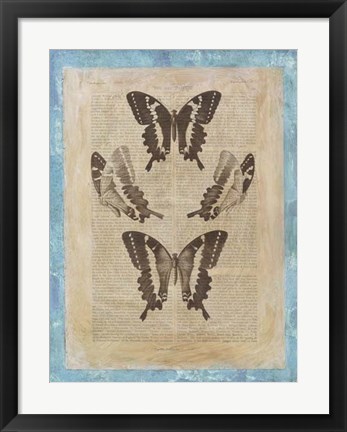 Framed Bookplate Butterflies I Print