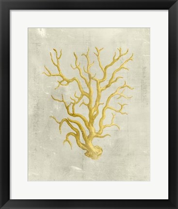 Framed Coral in Mustard Print