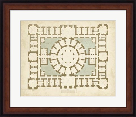 Framed Plan in Taupe &amp; Spa II Print