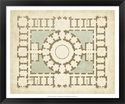 Framed Plan in Taupe &amp; Spa III Print