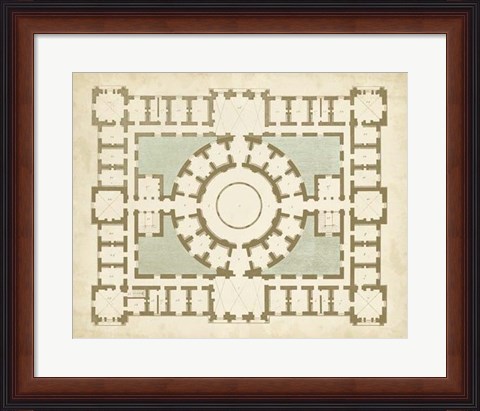 Framed Plan in Taupe &amp; Spa III Print