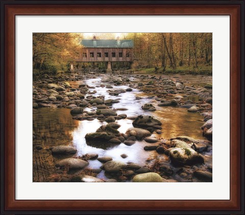 Framed Bridge Over Rocky Waters Print