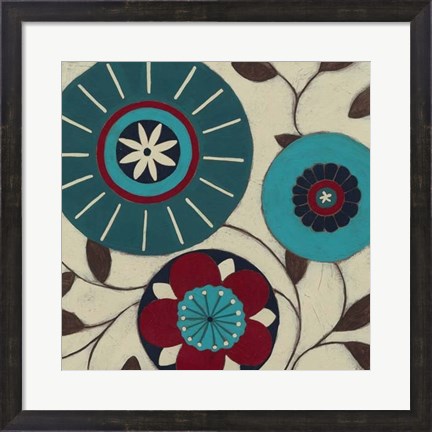 Framed Blue Blossom Fresco I Print