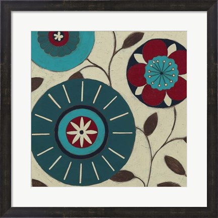 Framed Blue Blossom Fresco IV Print