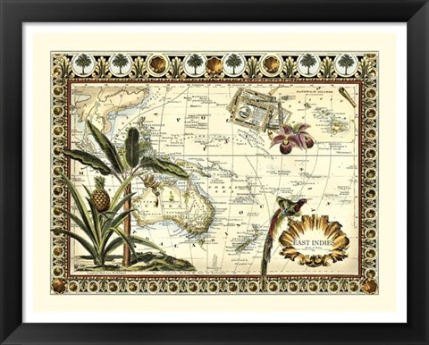 Framed Tropical Map of East Indies Print