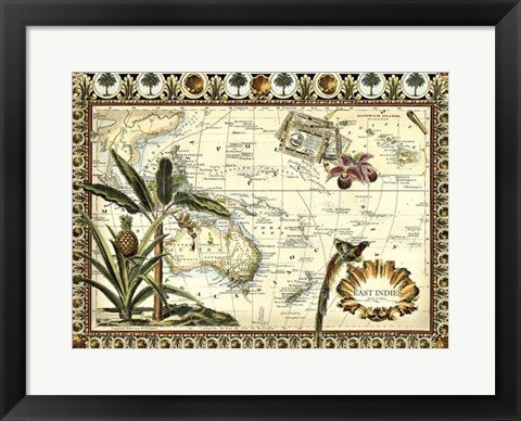 Framed Tropical Map of East Indies Print