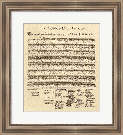 Framed Declaration of Independence Khaki Print