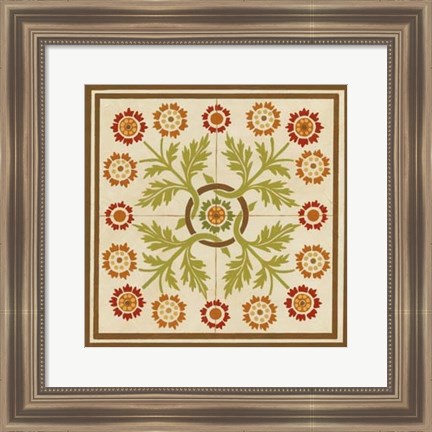 Framed Floral Folk Tile I Print