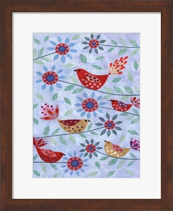 Framed Five Birds Print