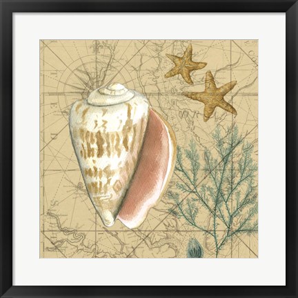 Framed Coastal Map Collage II Print