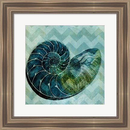 Framed Chevron Shell I Print