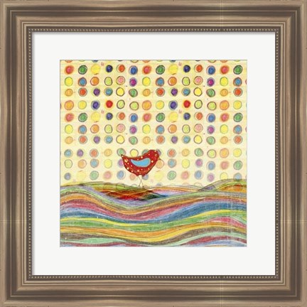 Framed Feathers, Dots &amp; Stripes VII Print