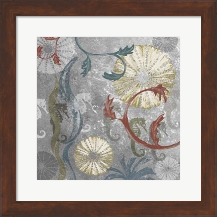 Framed Seahorse Collage I Print