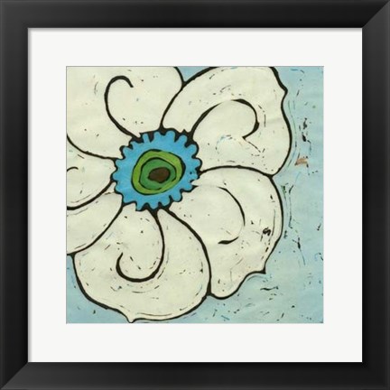 Framed Aqua Batik Botanical II Print