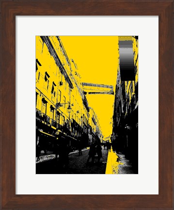 Framed City Street on Yellow Print