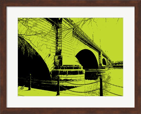 Framed London Bridges on Lime Print