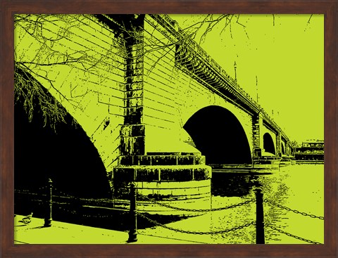 Framed London Bridges on Lime Print