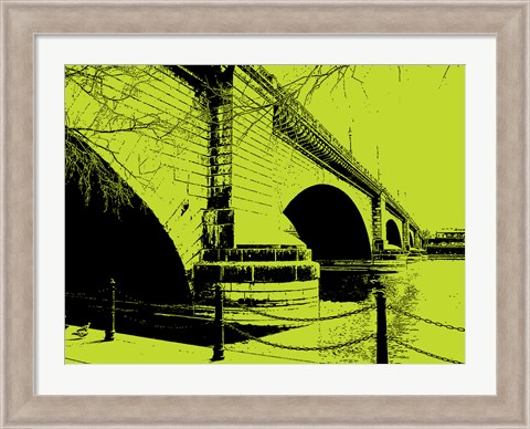 Framed London Bridges on Lime Print