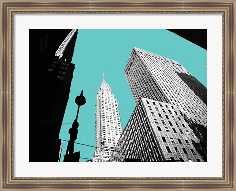 Framed New York on Blue Print