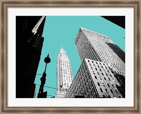 Framed New York on Blue Print