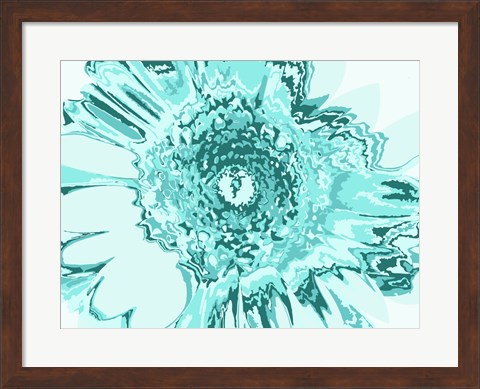 Framed Turquoise Abstract Flower Print