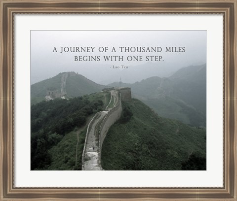 Framed Journey Of A Thousand Miles Quote Print