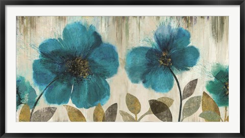 Framed Teal Flowers Print