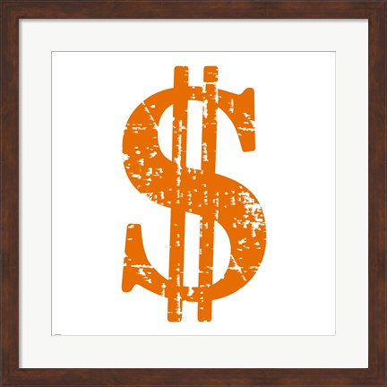 Framed Orange Dollar Sign Print