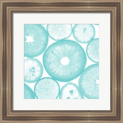 Framed Aqua Lemon Slices Print