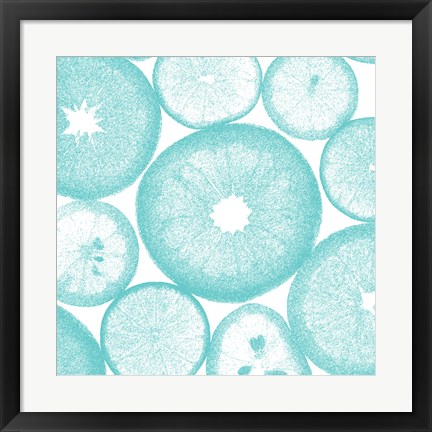 Framed Aqua Lemon Slices Print