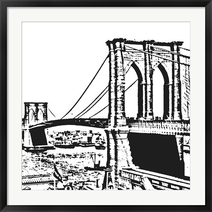 Framed Black Brooklyn Bridge Print