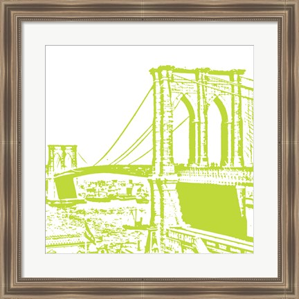 Framed Lime Brooklyn Bridge Print