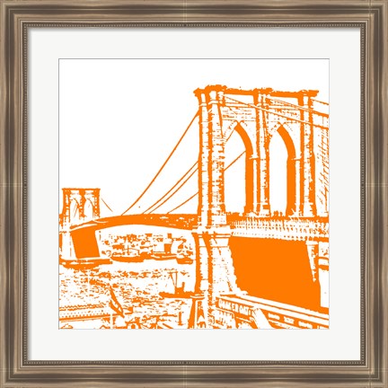 Framed Orange Brooklyn Bridge Print