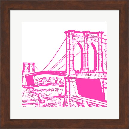 Framed Pink Brooklyn Bridge Print