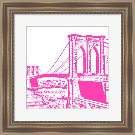 Framed Pink Brooklyn Bridge Print