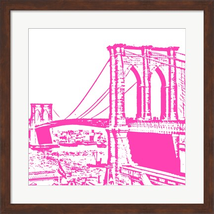 Framed Pink Brooklyn Bridge Print