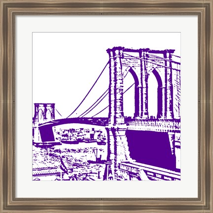Framed Purple Brooklyn Bridge Print