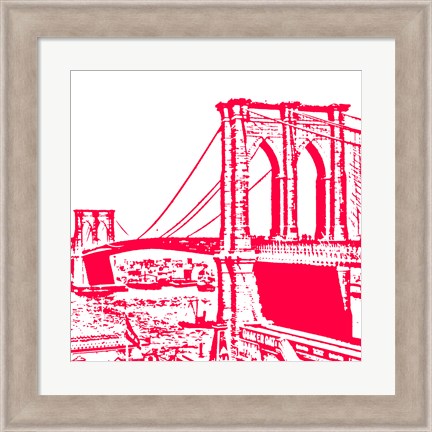 Framed Red Brooklyn Bridge Print