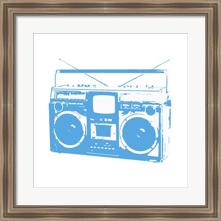 Framed Blue Boom Box Print