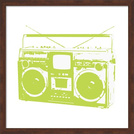 Framed Lime Boom Box Print