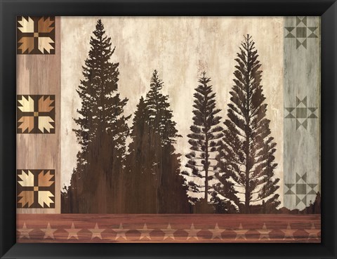 Framed Pine Trees Lodge I Print