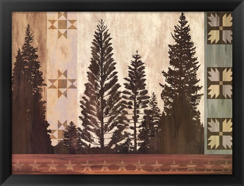 Framed Pine Trees Lodge II Print