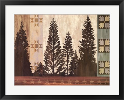 Framed Pine Trees Lodge II Print