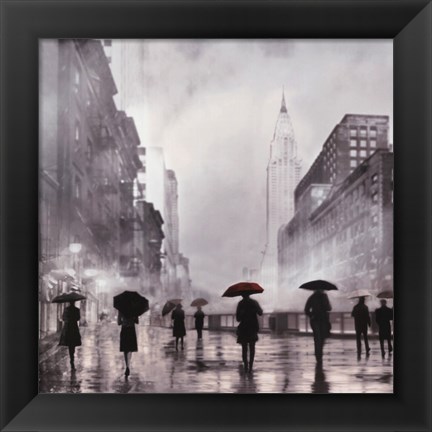 Framed New York Red Umbrella Print