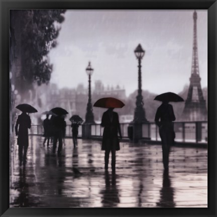 Framed Paris Red Umbrella Print