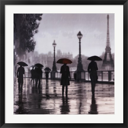 Framed Paris Red Umbrella Print