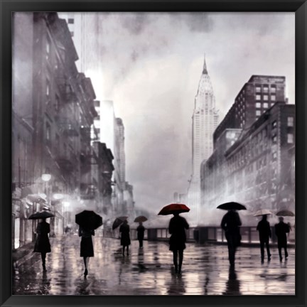 Framed New York Red Umbrella Print